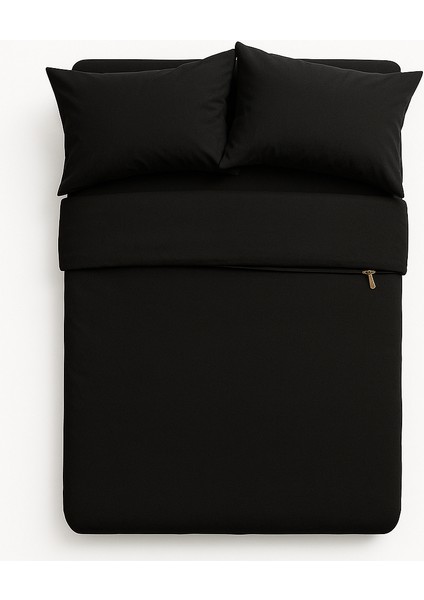 Çift Kişilik Pamuk Nevresim Takımı 200 x 220 cm , Lastikli Çarşaflı Set, Siyah modelleri