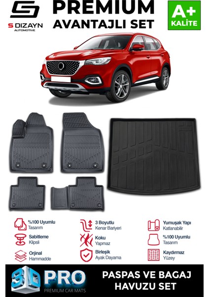 Mg Ehs Elektrikli 3D Pro Havuzlu Paspas ve Bagaj Havuzu Seti (2'li Set) 2018-2024 A+ Kalite