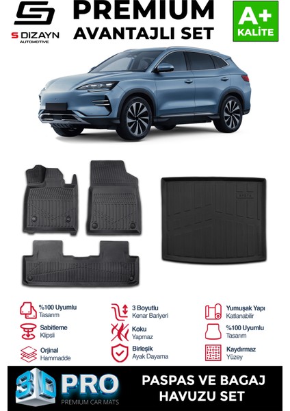 BYD Seal U 3D Pro Havuzlu Paspas ve Bagaj Havuzu Seti (2'li SET) Üst Bagaj 2024 Üzeri A+ Kalite