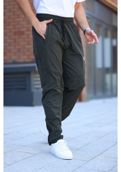 Erkek Haki Baggy Eşofman Altı Fermuarlı Paça Kaliteli Paraşüt Kumaş fiyatları