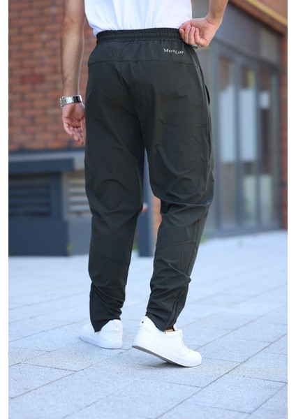 Erkek Haki Baggy Eşofman Altı Fermuarlı Paça Kaliteli Paraşüt Kumaş indirimleri