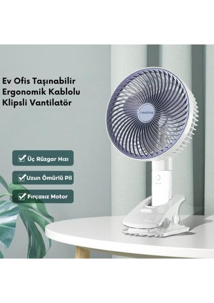BS-5003 3 Fonksiyonlu Şarjlı Katlanabilir Fan Orta Boy Vantilatör