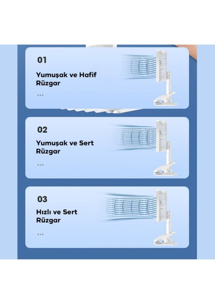 BS-5003 3 Fonksiyonlu Şarjlı Katlanabilir Fan Orta Boy Vantilatör