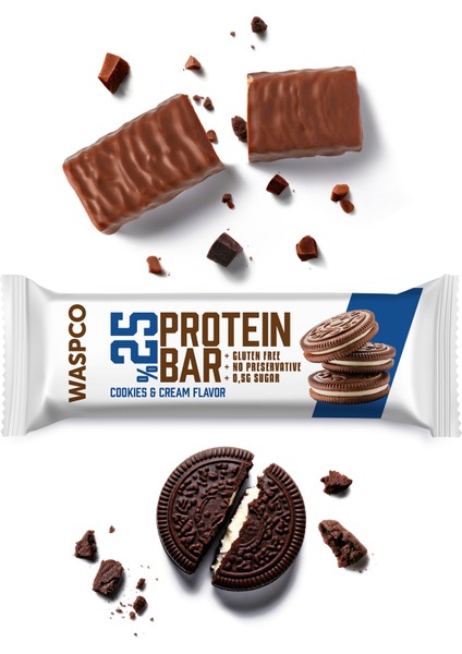 Bitter Çikolata Kaplı Bisküvi Aromalı Protein Bar 36gr x 12 Adet