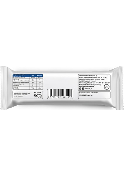 Bitter Çikolata Kaplı Bisküvi Aromalı Protein Bar 36gr x 12 Adet