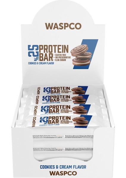 Bitter Çikolata Kaplı Bisküvi Aromalı Protein Bar 36gr x 12 Adet