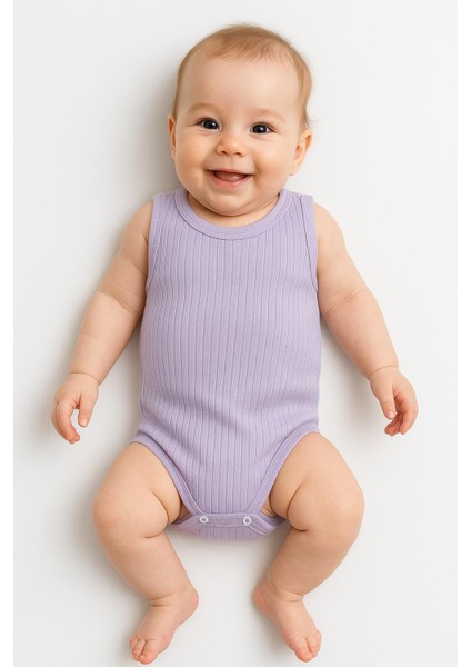 3’lü Fitilli Ribana Çıtçıtlı Bebek Zıbın | Kolsuz Yazlık Pamuklu Body Seti | Unisex Bebek Badi Tulum