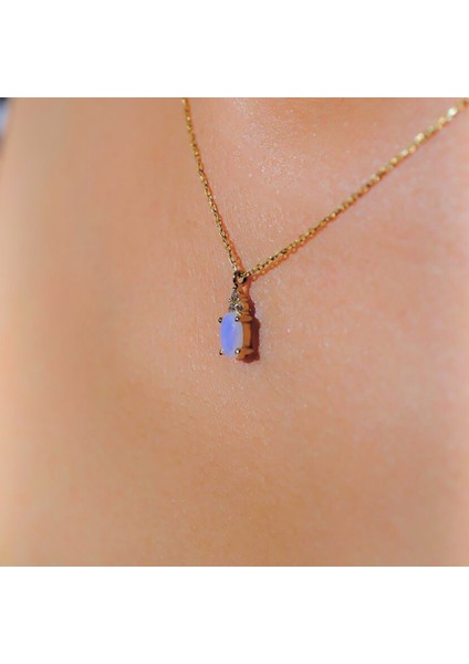 0,60CT Pembe Quarz 0,10CT Pırlanta(Signity) Taşlı Modern Gümüş Kolye-925 Ayar Hediye Gümüş Kolye