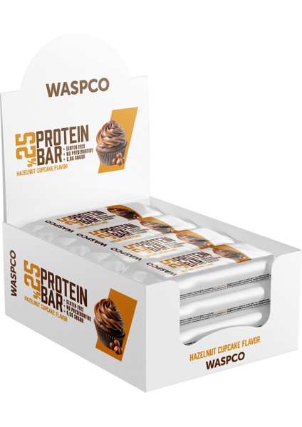 Bitter Çikolata Kaplı Fındıklı Cupcake Aromalı Protein Bar 36gr x 12 Adet