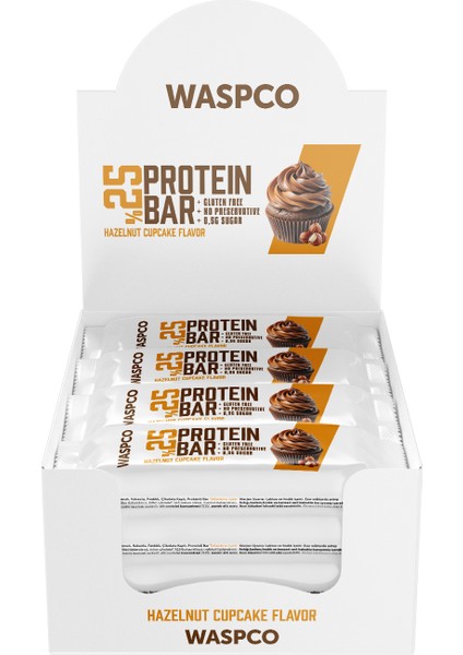 Bitter Çikolata Kaplı Fındıklı Cupcake Aromalı Protein Bar 36gr x 12 Adet