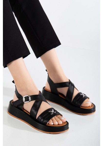 Kadın Deri Çapraz Bilekten Bantlı Günlük Sandalet - Beyaz fiyatları