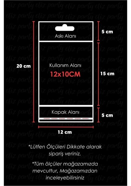 12X20CM Askılı Bantlı Jelatin Opp Poşet Kurabiye Aksesuar Paketleme Raf Poşeti 100 Adet