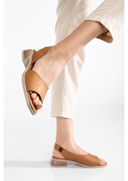 Kadın Deri Günlük Alçak Topuklu Sandalet - Beyaz fiyatları