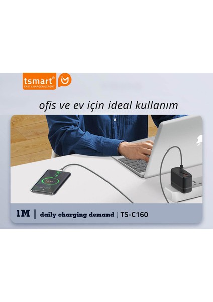 Samsung Xiaomi Oppo Reeder Huawei Için Örgülü 65W Type C To Type C Hızlı Şarj Kablosu