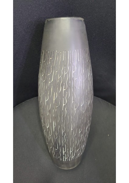 31CM Seramik Vazo Desenli Rocca L El Işçilik Görünümlü Gri Gibi 1 Adet