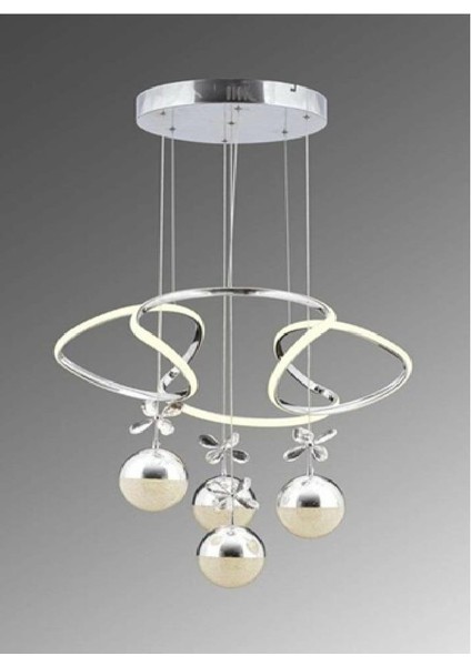 Avize LED 4top Gümüş Taşlı Dron 2558