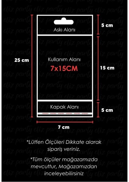 7X25CM Askılı Bantlı Jelatin Opp Poşet Kurabiye Aksesuar Hediye Paketleme Raf Poşeti 100 Adet