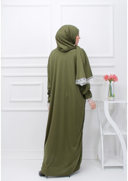 Tek Parça Başörtülü Dantelli Kadın Namaz Elbisesi fırsatları