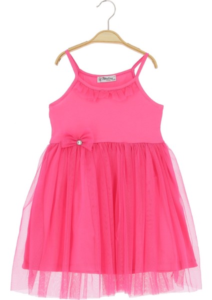 Kız Çocuk Elbise Tüllü Taç Tokalı