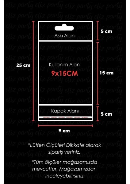 9X25CM Askılı Bantlı Jelatin Opp Poşet Kurabiye Aksesuar Hediye Paketleme Raf Poşeti 100 Adet