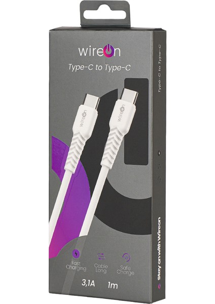 Type-C Den Type-C Ye Örgülü Beyaz Hızlı Şarj Kablosu (3.1A - 1 Metre ) Fast Charging fiyatları
