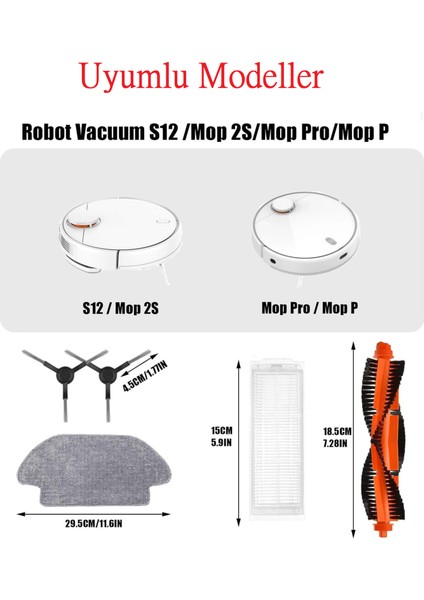 Xiaomi Mi Robot Vacuum Mop Pro (Model NO:STYTJO2YM Dikkat)Vacuum Mop P Robot Süpürge Yedek Parça Seti