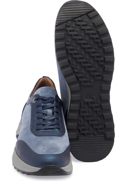 Lacivert Hakiki Deri Erkek Sneaker - E24I1AY56914-F51 fırsatları