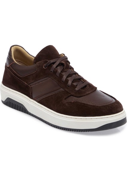 Kahve Deri-Tekstil Erkek Sneaker - E24I1AY56901-W20