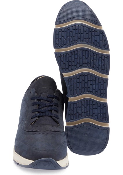 Lacivert Hakiki Nubuk Deri Erkek Sneaker - E24I1AY56899-C39
