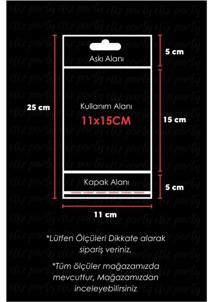 11X25CM Askılı Bantlı Jelatin Opp Poşet Kurabiye Aksesuar Hediye Paketleme Raf Poşeti 100 Adet