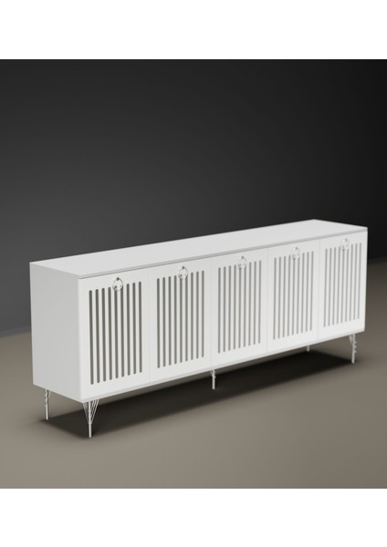 Andromeda Silver Serisi 200 cm 5 Kapaklı Mdf Konsol 200 x 80 x 40 cm
