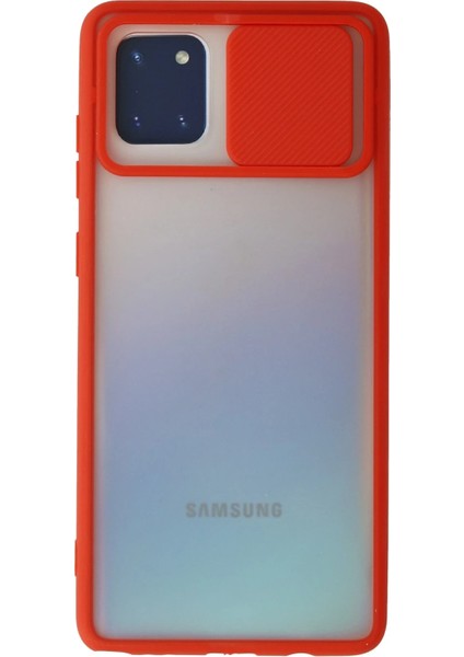Samsung Galaxy A81 / Note 10 Lite Kılıf Palm Buzlu Kamera Sürgülü Silikon - Kırmızı Zrnet