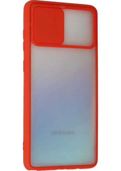 Samsung Galaxy A81 / Note 10 Lite Kılıf Palm Buzlu Kamera Sürgülü Silikon - Kırmızı Zrnet