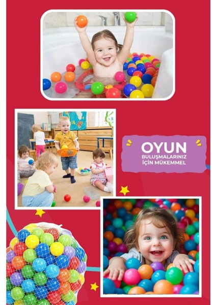 Havuz Topu - Şişme Oyun Havuz Topları 6 cm 100 Adet - File, Havuz Topu Seti