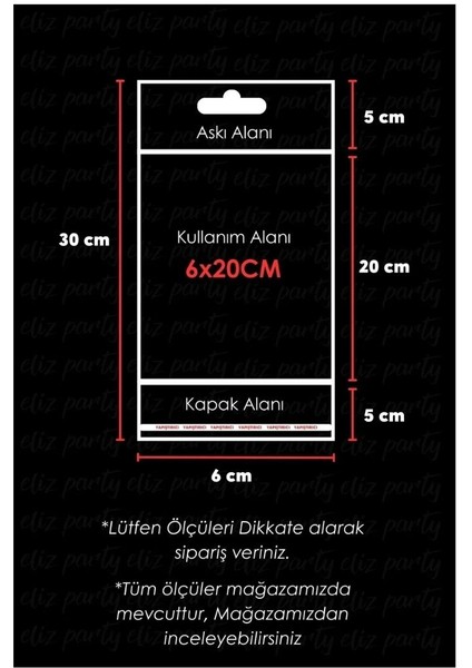 6X30CM Askılı Bantlı Jelatin Opp Poşet Kurabiye Aksesuar Hediye Paketleme Raf Poşeti 100 Adet