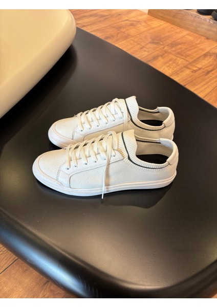 4253 Beyaz Triko Erkek Spor Ayakkabı - Erkek Sneakers