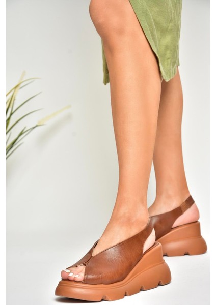 U312255009 Taba Kalın Tabanlı Kadın Sandalet modelleri