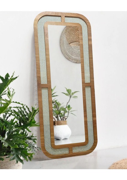 Dekoratif Hazeran Boy Aynası - Yatak Odası Rattan Ayna 70 cm x 170 cm