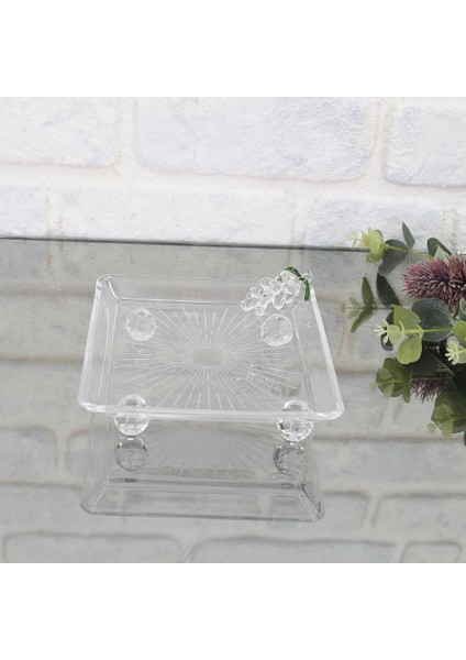 Grape Kare Küçük Cam Sunumluk 15X15 cm