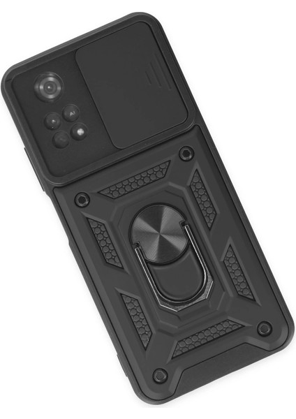 Xiaomi Poco M4 Pro 4g Kılıf Pars Lens Yüzüklü Silikon - Siyah Zrnet