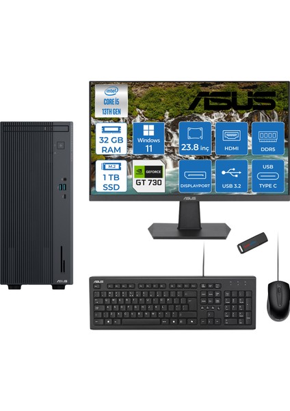 Expertcenter P500MV Intel Core I5-13420H 32GB Ddr5 1tb SSD WIN11PRO 4GB/GT730 100HZ IPS 23.8" Mon Minitower Masaüstü Bilgisayar WE5136216512B0DW13+Zettausbbellek