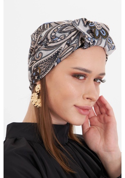 Taş Pratik Hazır Geçmeli Tesettür Bone Kesik Elyaf Retro Desenli 2409_46