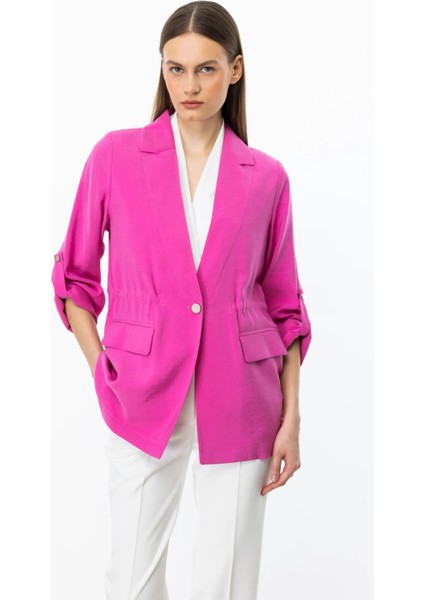 Kadın Beli Bağcıklı Kapak Cepli Ceket 4142 Pink modelleri