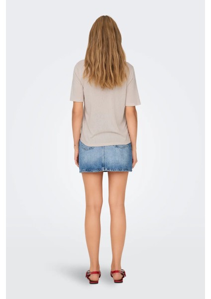 Kadın Onlelıse v Yaka Kısa Kollu T-Shirt 15257390 Bej fırsatları