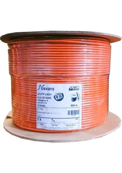 Cat 6 Halogen Free Utp 23AWG Kablo 500M Turuncu