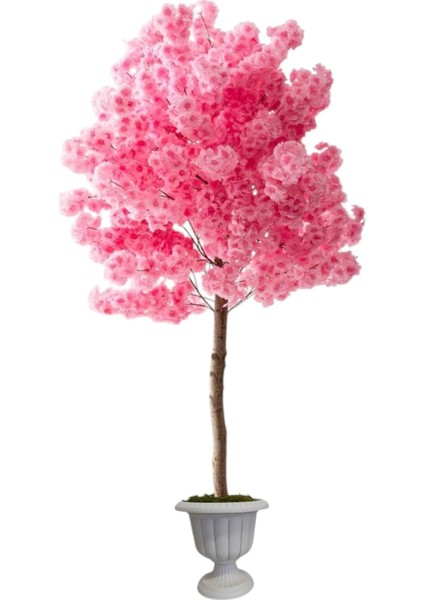 Pembe Yapay Ağaç Bahardalı 180 cm Nergiz Plastik Saksı