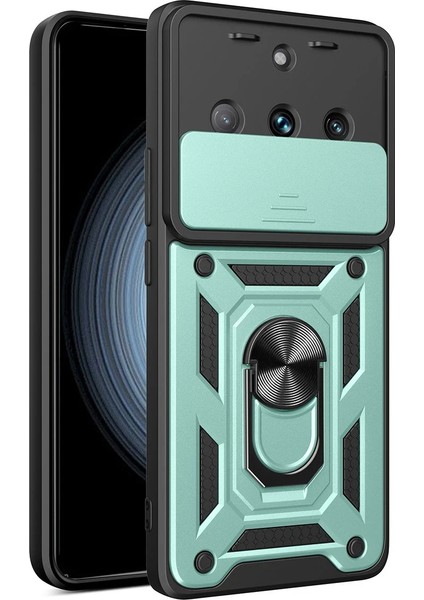 Realme 11 Pro Kılıf Pars Lens Yüzüklü Silikon - Yeşil Zrnet