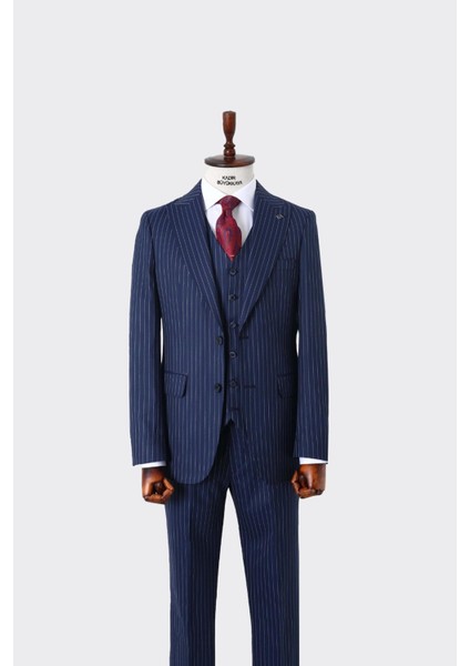 Slim Fit Yelekli Erkek Takım Elbise - Dört Mevsim Kullanılabilir Modern KESIM-KAW1023S