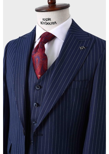 Slim Fit Yelekli Erkek Takım Elbise - Dört Mevsim Kullanılabilir Modern KESIM-KAW1023S fırsatları