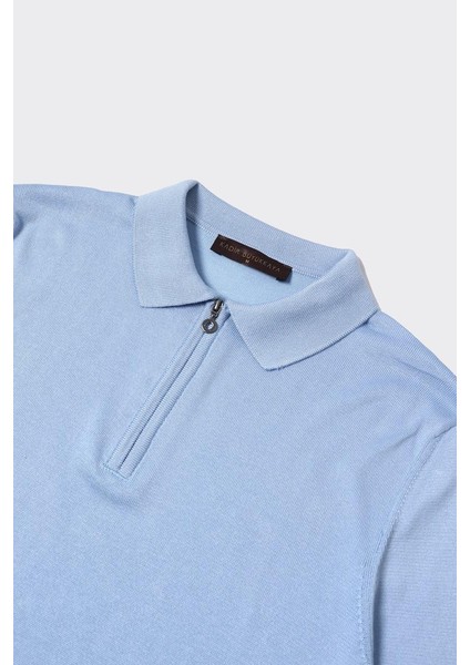 Fermuarlı Polo Yaka Erkek Pamuklu Triko KAZAK-KAW6700W